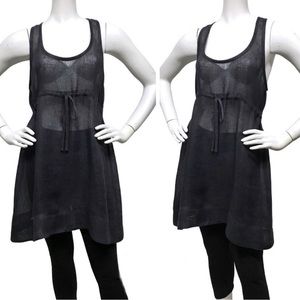 EILEEN FISHER S Linen Casual Layering Charcoal Gray Tunic Cover Top RacerBack